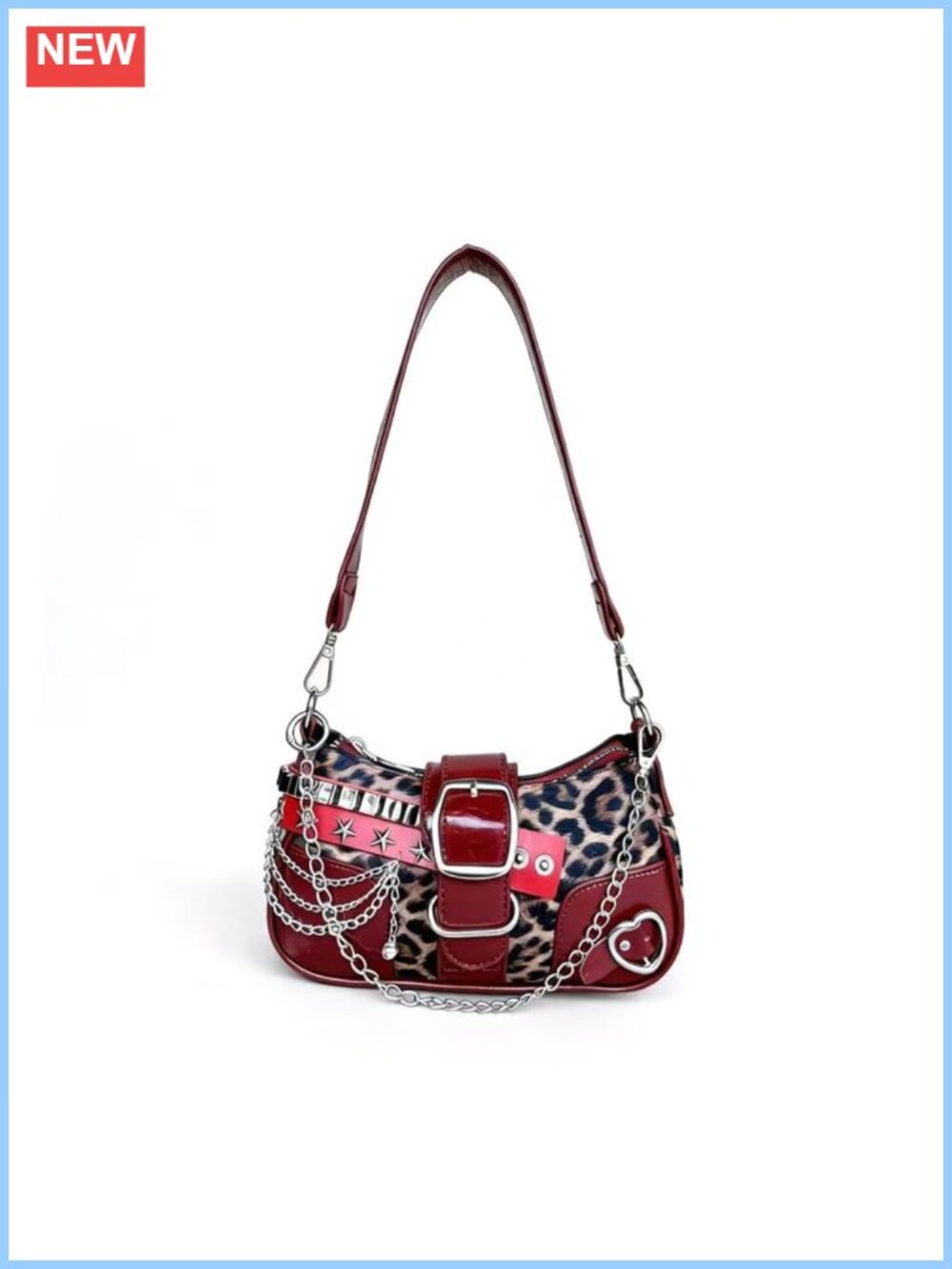 Y2k Star Embroidery Shoulder Bag with Chain Strap Mini Chain Hobo Handbag Purse